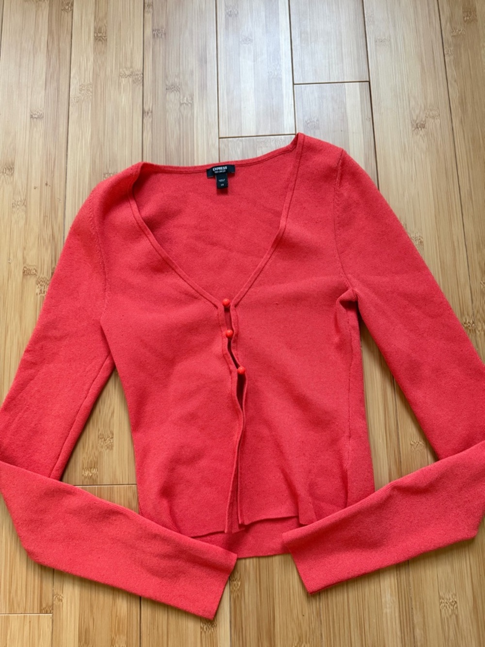 express coral red button front sweater